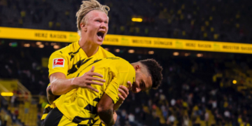 Erlin Braut Haaland ja Jadon Sancho.