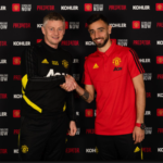 Manchester Unitedi peatreener Ole Gunnar Solskjär (vasakul) ja Bruno Fernandes.