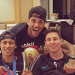 Dani Alves (üleval) koos Neymari ja Lionel Messiga. Foto: Instagram @danialves