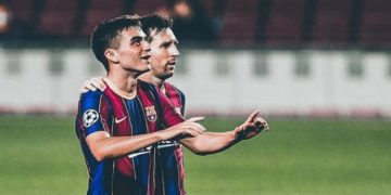 Pedri (vasakul) ja Lionel Messi. Foto: Instagram @pedrigonzalez