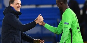 Peatreener Thomas Tuchel (vasakul) on suutnud lühikese ajaga sättida Chelsea taas õigele kursile. Paremal on Chelsea põhiväravavaht Edouard Mendy. Foto: Londoni Chelsea ametlik Facebook.