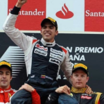 2012. aasta Hispaania GP esikolmik vasakult: Fernando Alonso, Pastor Maldonado ja Kimi Räikkönen. Foto: Instagram @pastormaldo