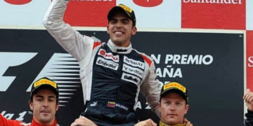 2012. aasta Hispaania GP esikolmik vasakult: Fernando Alonso, Pastor Maldonado ja Kimi Räikkönen. Foto: Instagram @pastormaldo